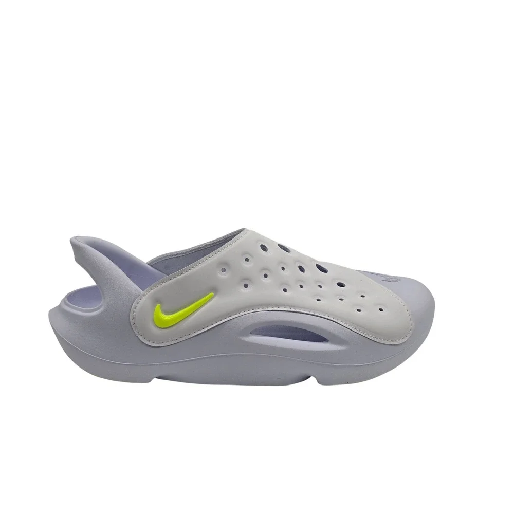 Nike Aqua Swoosh GS White Pure Platinum Volt Kids Water Sandals Shoes FV6363-100